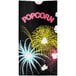 A black Bagcraft popcorn bag with colorful fireworks on it.