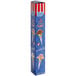 A blue box with red and white design containing JOY ice cream cones with red, white and blue stripes.