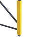 A yellow steel rack guard with black rubber bumper insert on a yellow post.