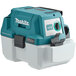 A blue and white Makita wet / dry vac kit on a table.