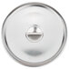 A Vollrath stainless steel lid with a round knob.