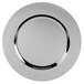 A white plate with a circular silver rim.