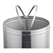 A stainless steel Lancaster Table & Seating decorative waste receptacle with an open dome lid.
