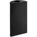 A black rectangular Lancaster Table & Seating waste receptacle with a round top.