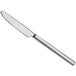 An Acopa stainless steel dinner knife with a long handle.