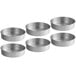 Six silver Choice round aluminum cake pans.