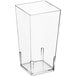 A clear plastic container with a white background.