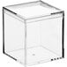 A Visions clear plastic mini cube with a clear lid.
