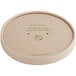 A World Centric compostable paper lid for a wide container with green text.