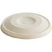 A white round World Centric fiber paper lid with a circle in the middle.
