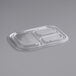 A clear plastic lid with three compartments for World Centric to-go containers.