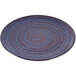 An Elite Global Solutions blue and brown melamine plate with a spiral pattern.