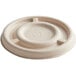 A white World Centric compostable fiber lid with a circular hole.