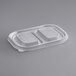A clear plastic World Centric lid with two compartments.