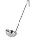 A silver stainless steel Choice ladle with a long handle.