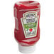 A Heinz upside down squeeze bottle of organic tomato ketchup.