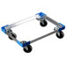 A metal Carlisle insulated food pan carrier dolly frame with wheels.
