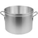 A large silver Vollrath Wear-Ever sauce pot with handles.