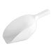 A white plastic Choice round bottom scoop with a handle.