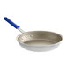 A close-up of the Vollrath Wear-Ever aluminum non-stick fry pan with a blue Cool Handle.