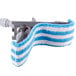 A Unger SmartColor blue and white striped mop pad.