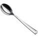 A Visions silver plastic tasting spoon with a silver handle.