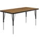 A rectangular wooden table with black legs.