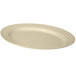 A white oval sandstone platter with a thin rim.
