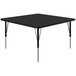 A black square Correll activity table with silver legs.