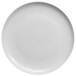 A Homer Laughlin bright white china plate with a white rim.