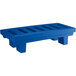 A blue plastic MasonWays dunnage rack with slotted top.
