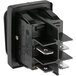 A black Avantco On/Off switch for VB200 Series vertical broilers with four terminals.