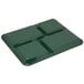 A Carlisle forest green melamine tray with four square compartments.