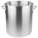 A large silver aluminum Vollrath stock pot with handles.