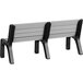 A gray MasonWays plastic Malibu-style bench with black legs.