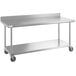 Regency 30" x 72" 16-Gauge 304 Stainless Steel Commercial Work Table with 4" Backsplash, Undershelf, and Casters