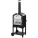 A black WPPO outdoor pizza oven with wheels.