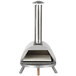 A stainless steel WPPO Lil Luigi outdoor pizza oven with a chimney.