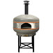 A large grey WPPO wood fire pizza oven with a metal door.