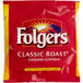 A red Folgers Classic Roast package of ground coffee filters.