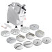 AvaMix food processor with circular discs and blades on a white background.