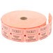 A roll of orange and white Carnival King customizable raffle tickets.