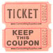 Two orange Carnival King raffle tickets with black text.