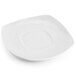 A white square porcelain saucer with a square center.