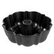 A black Chicago Metallic fluted Bundt cake pan with a ring.