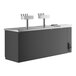 An Avantco black and silver refrigerated counter with two quadruple beer taps.