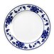 A white plate with a blue and white design of flowers.