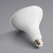 A Eiko 14 watt dimmable flood LED light bulb with a white surface on a gray background.