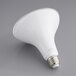 A close up of a white Eiko PAR38 LED light bulb.