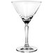 A clear glass Anchor Hocking Cienna martini glass with a long stem.